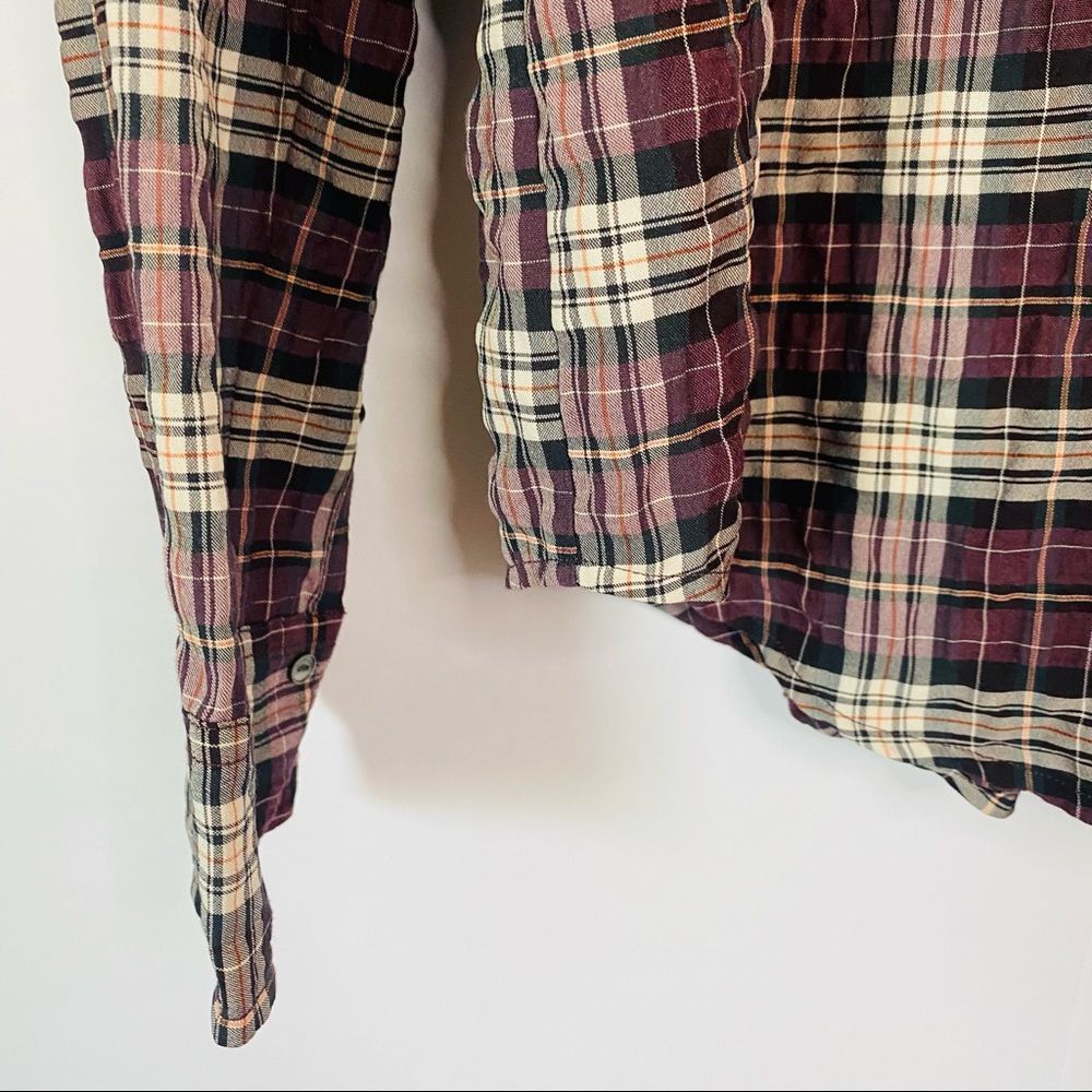 ELIZABETH & JAMES Carine Plaid Shirt Black Cherry - Picture 9 of 10